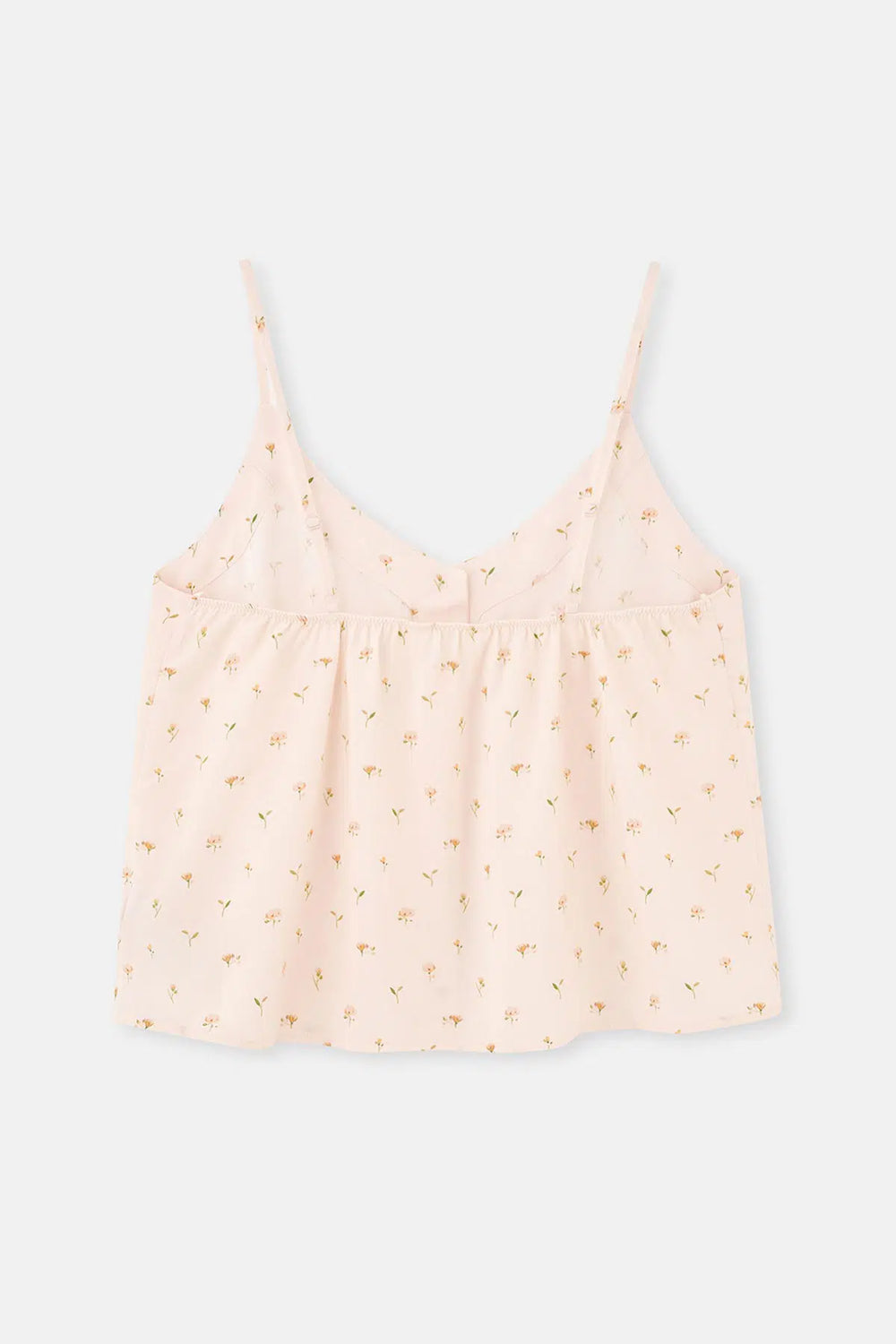 Kırık Beyaz Ince Askılı Desenli Dokuma Pijama Üstü