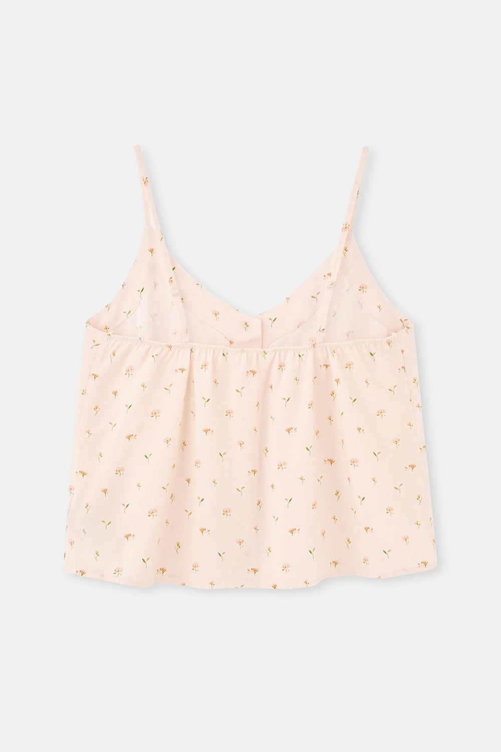 Kırık Beyaz Ince Askılı Desenli Dokuma Pijama Üstü
