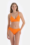 Turuncu Yanı Büzgülü Bikini Alt