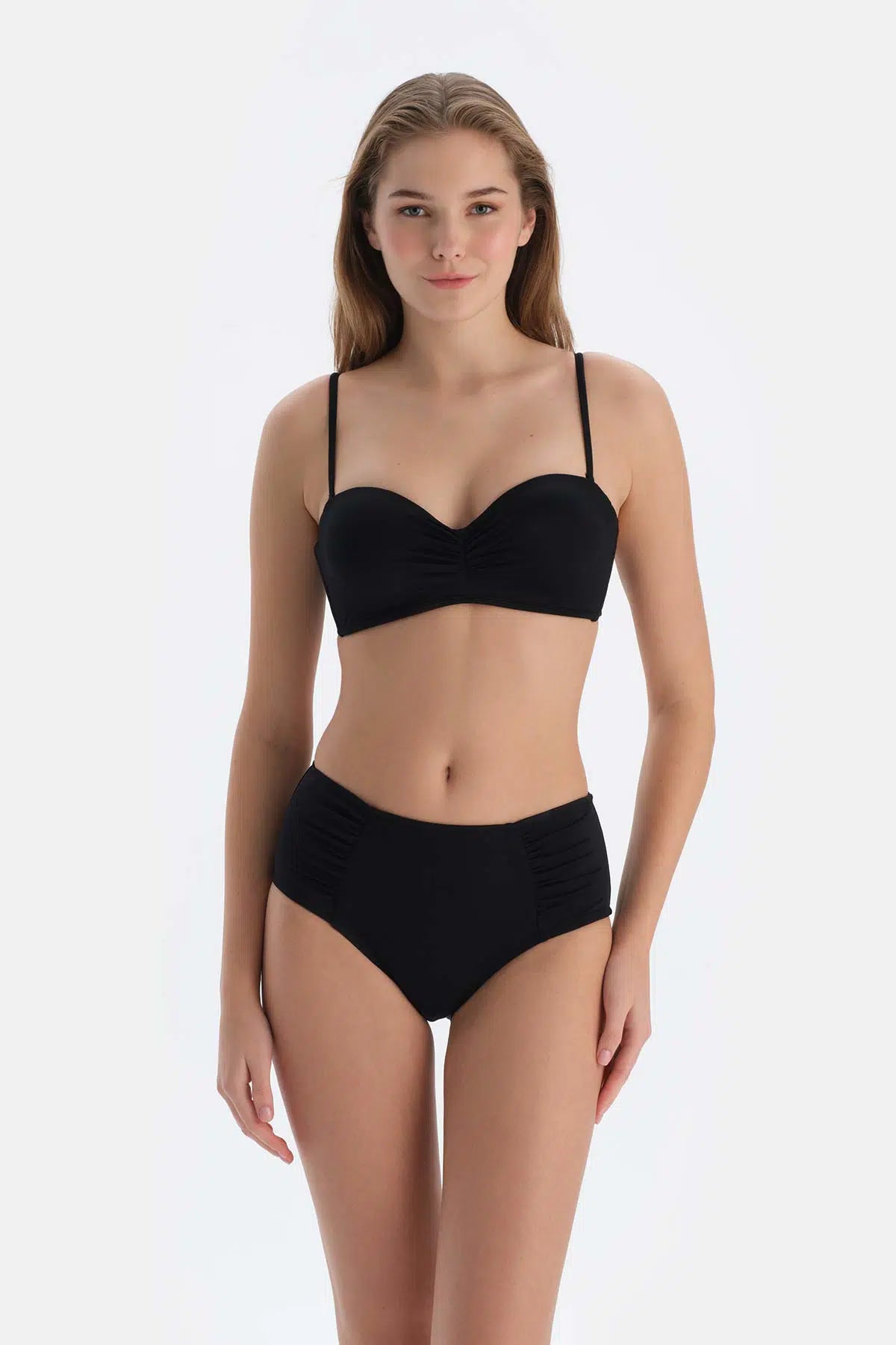 Siyah Yanı Drapeli Yüksel Bel Alt