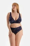 Lacivert Bağlama Detaylı Yüksek Bel Bikini Altı