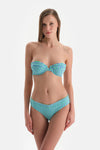Beyaz-Lacivert Normal Bel Bikini Alt