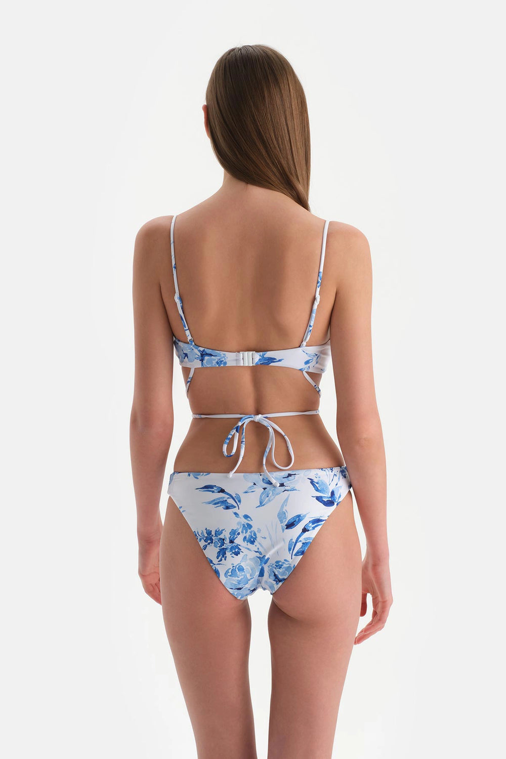 Beyaz-Mavi Yüksek Bel Bikini Altı