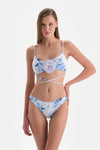 Beyaz-Mavi Yüksek Bel Bikini Altı