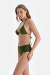 Haki Üçgen Balensiz Küçük Bikini Üst