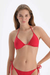 Kırmızı Üçgen Balensiz Küçük Bikini Üst