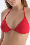 Kırmızı Üçgen Balensiz Küçük Bikini Üst