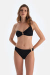 Siyah 3 Ipli Tek Omuz Bikini Üstü