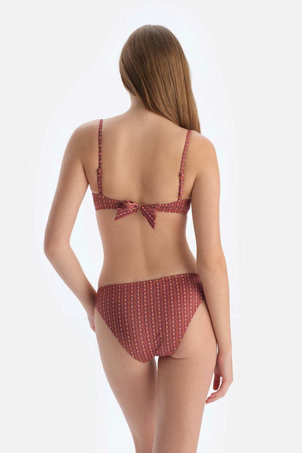 Kahverengi Balenli Bikini Üst