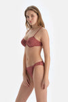 Kahverengi Balenli Bikini Üst