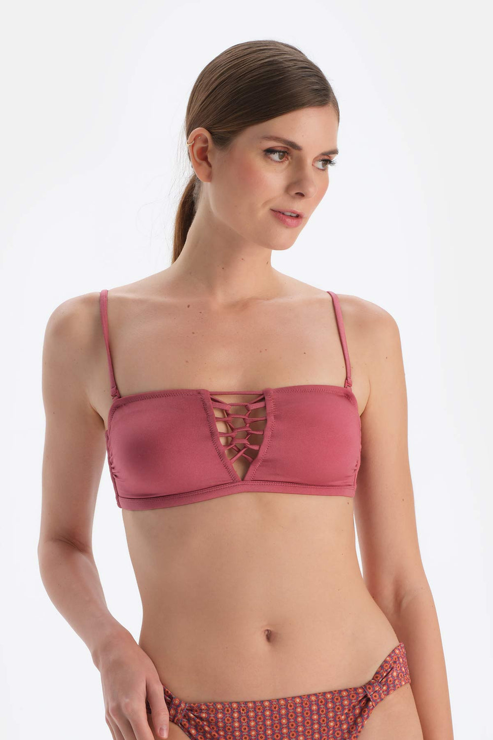 Kahverengi Straplez Bikini Üstü