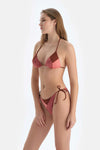 Kahverengi Üçgen Küçük Bikini Üst