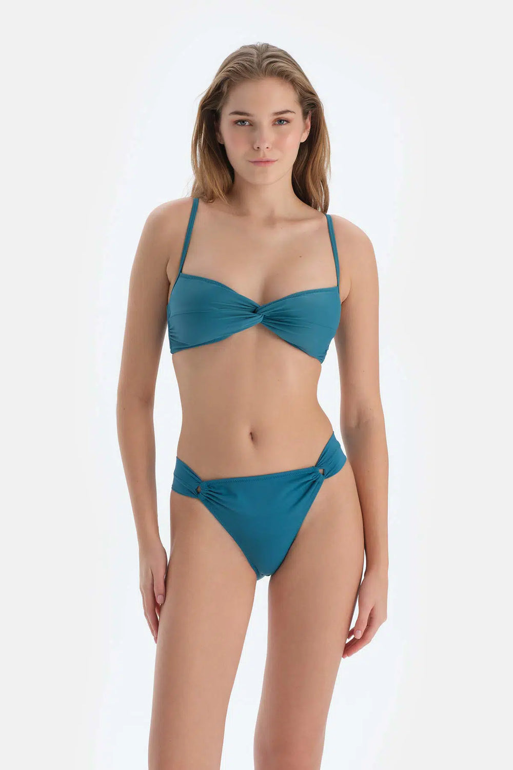 Petrol Mavi Straplez Bikini Üstü