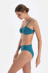 Petrol Mavi Straplez Bikini Üst