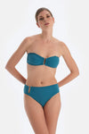 Petrol Mavi Straplez Bikini Üst