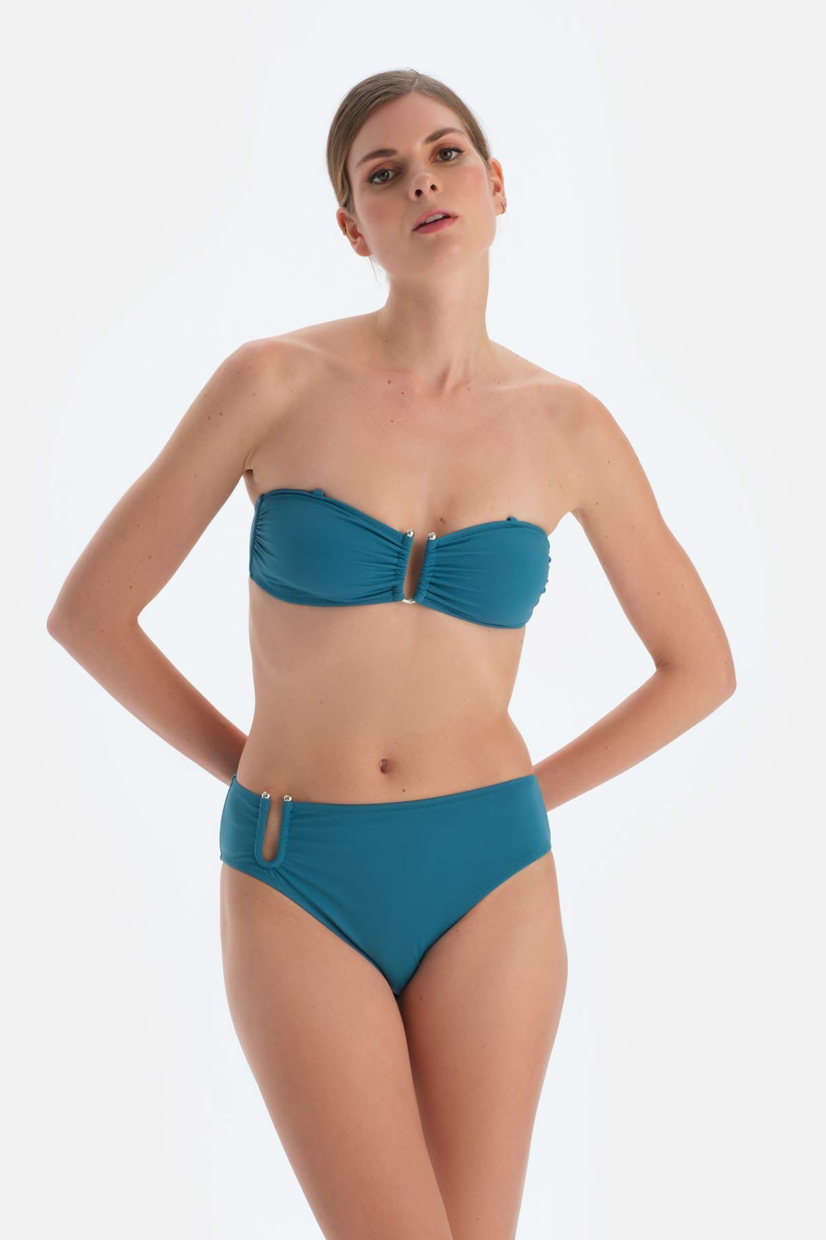 Petrol Mavi Straplez Bikini Üst