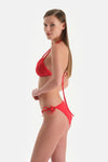 Kırmızı Üçgen Bikini Üst