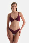 Bordo Üçgen Geniş Bikini Üst