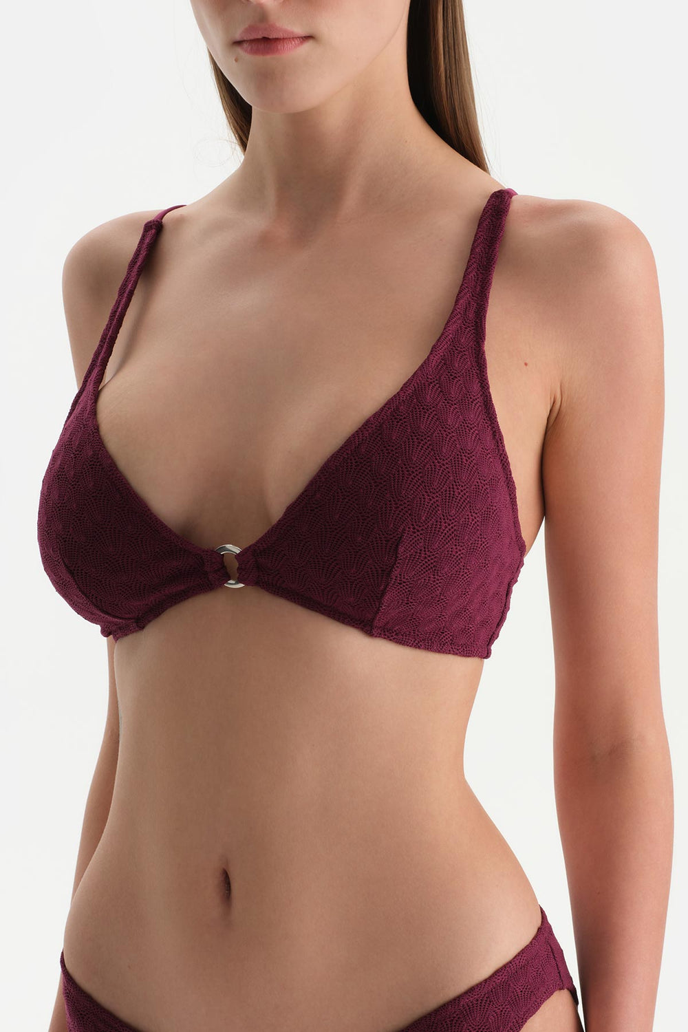 Bordo Üçgen Geniş Bikini Üst