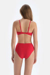 Kırmızı Straplez Kaplı Bikini Üst