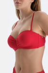 Kırmızı Straplez Kaplı Bikini Üst