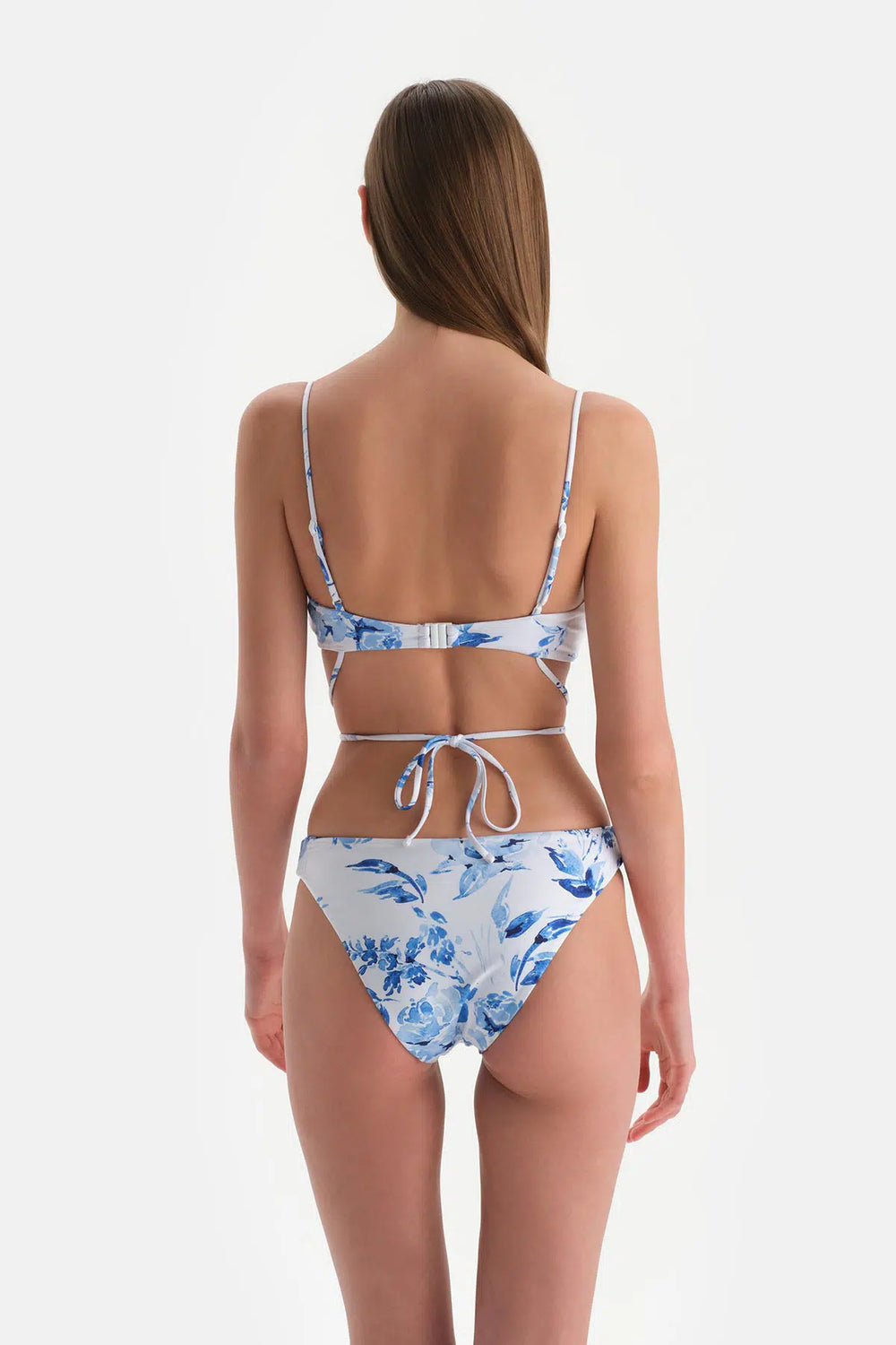 Beyaz-Mavi Bralet Bikini Üstü