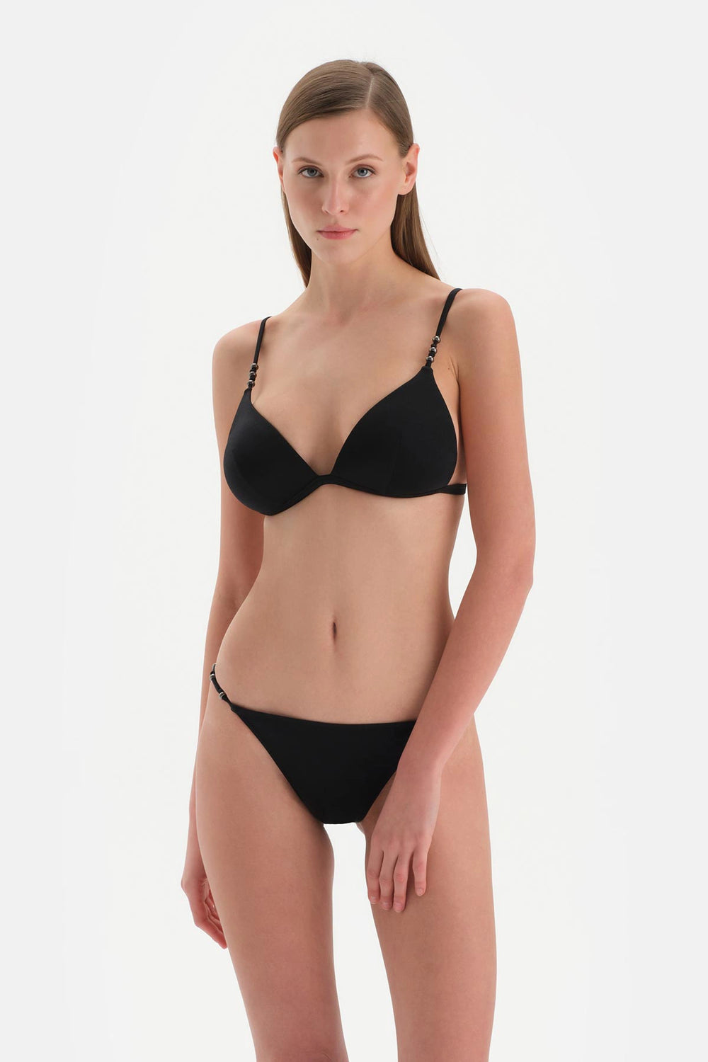 Siyah Üçgen Geniş Bikini Üstü