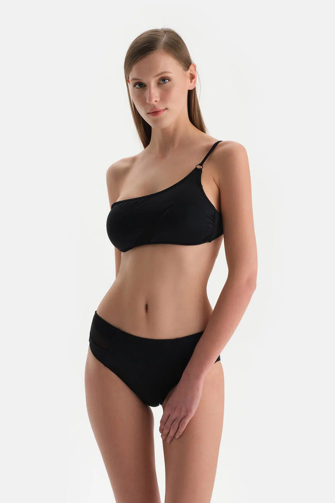 Siyah Tek Omuz Bikini Üstü