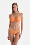 Turuncu Straplez Kaplı Bikini Üst