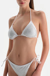 Beyaz Üçgen Küçük Bikini Üst