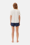Ekru Bisiklet Yaka Kısa Kol Şortlu Pijama Takımı