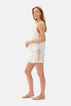 Ekru Dantel Detaylı Viskon Şortlu Pijama Takımı