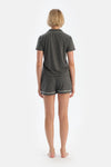 Antrasit Melanj Biye Detaylı Basic Şortlu Pijama Takımı