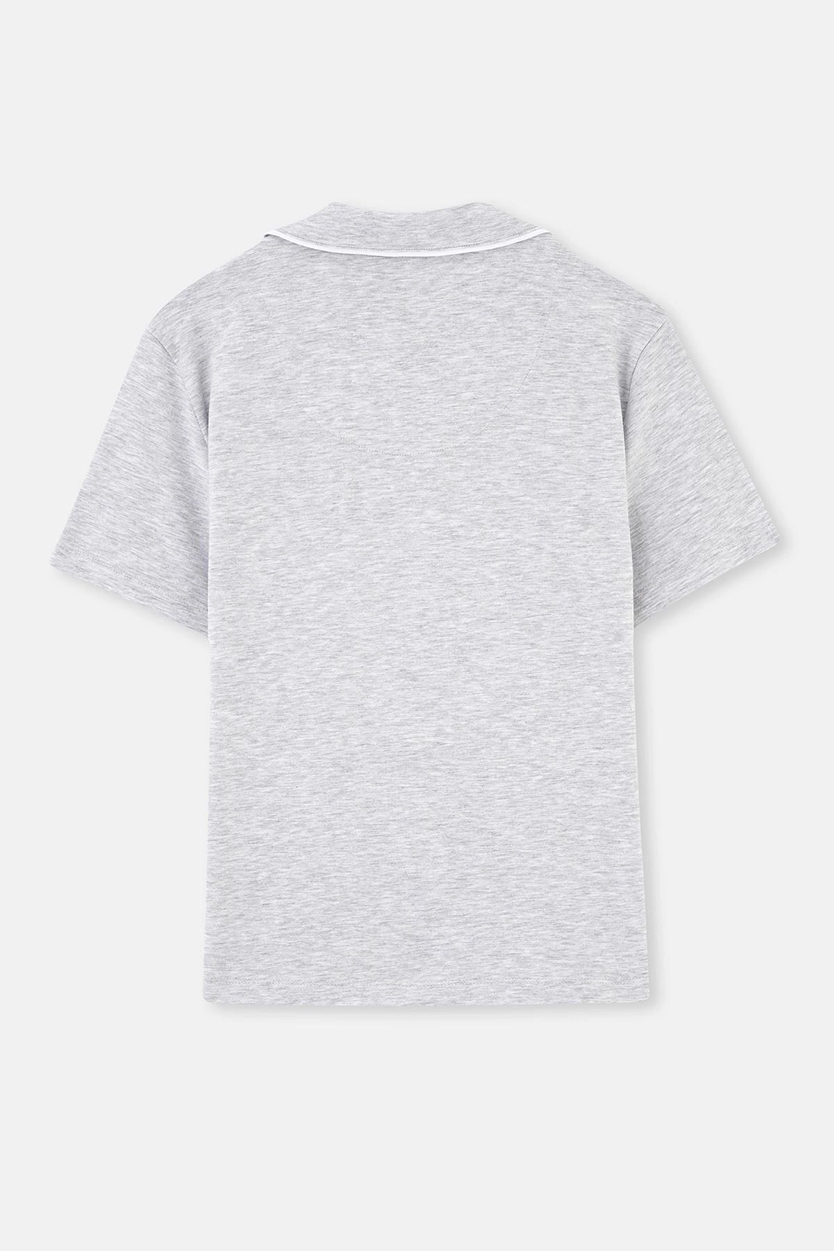 Gri Melanj Biye Detaylı Basic Şortlu Pijama Takımı