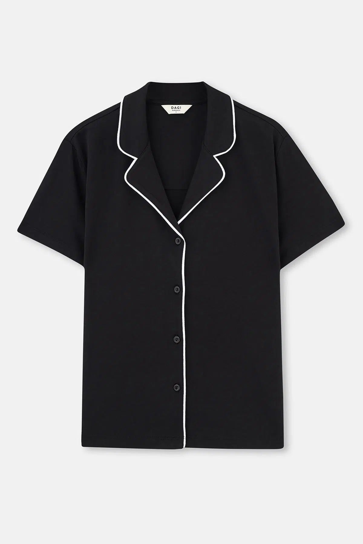 Siyah Biye Detaylı Basic Şortlu Pijama Takımı