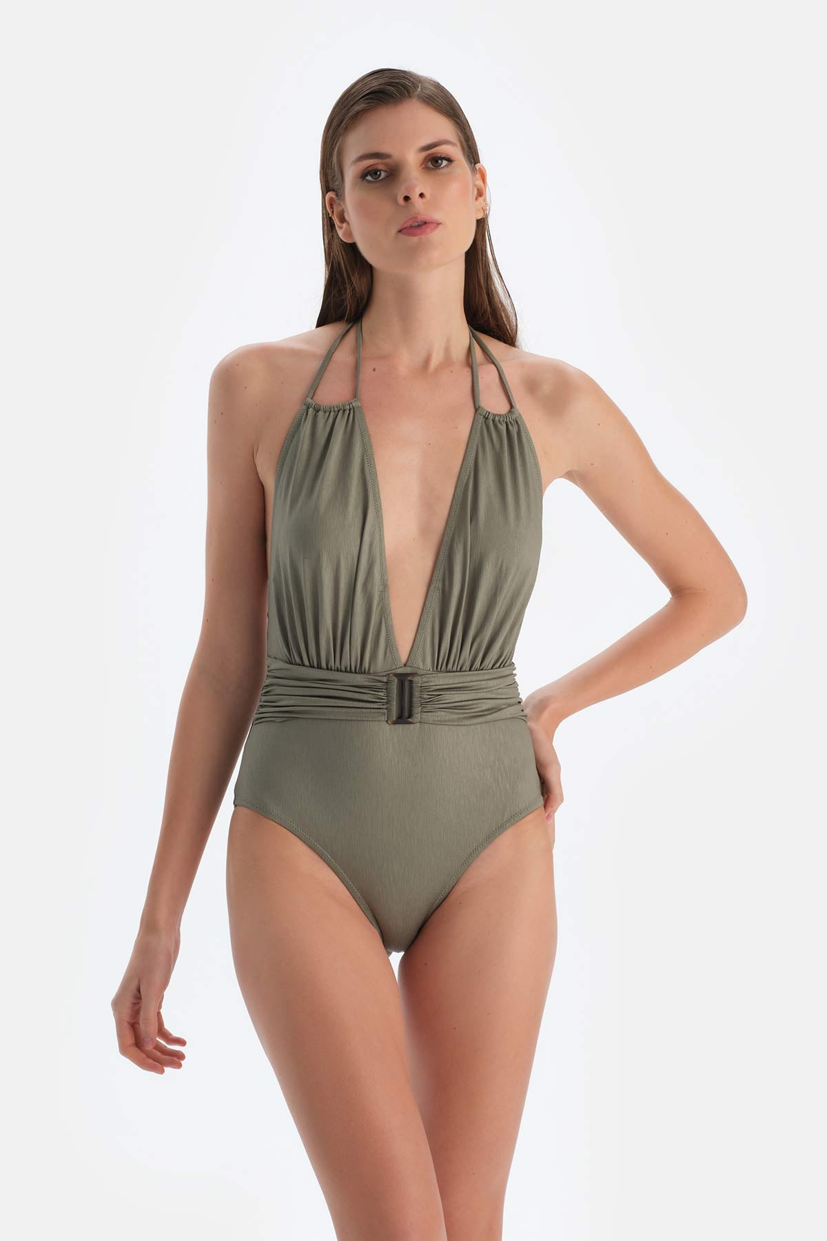 Haki Boyundan Bağlı Mayo