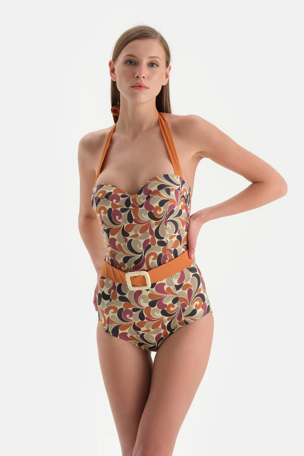 Kahverengi Straplez Kaplı Bikini Mayo