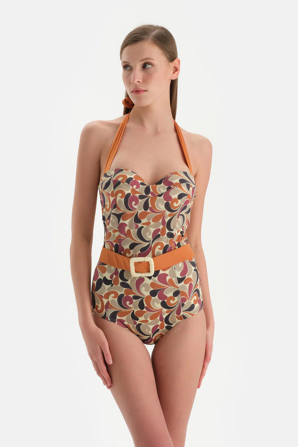 Kahverengi Straplez Kaplı Bikini Mayo