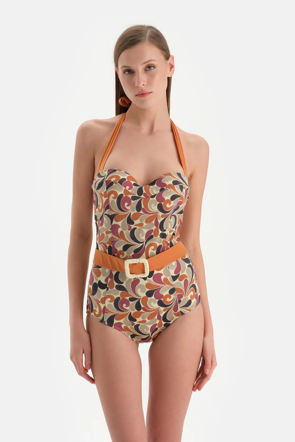 Kahverengi Straplez Kaplı Bikini Mayo