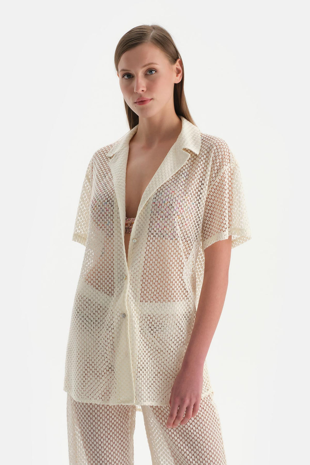 Ekru Kısa Kol Gömlek