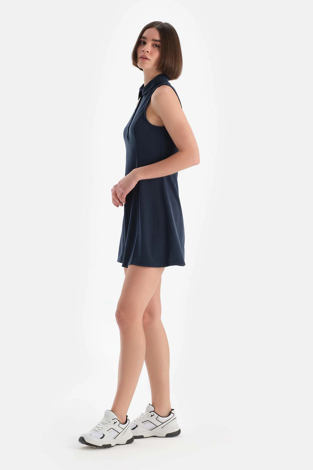 Lacivert Dagi Active Kadın Modal Kolsuz Önden Düğmeli Elbise