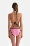Siyah-Pembe Üçgen Küçük Bikini Üst