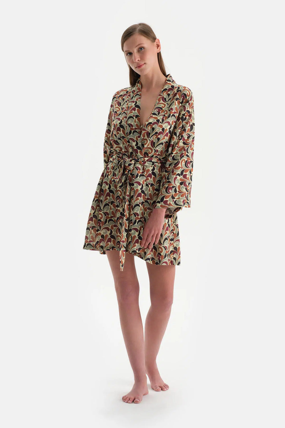 Kahverengi Kısa Kimono