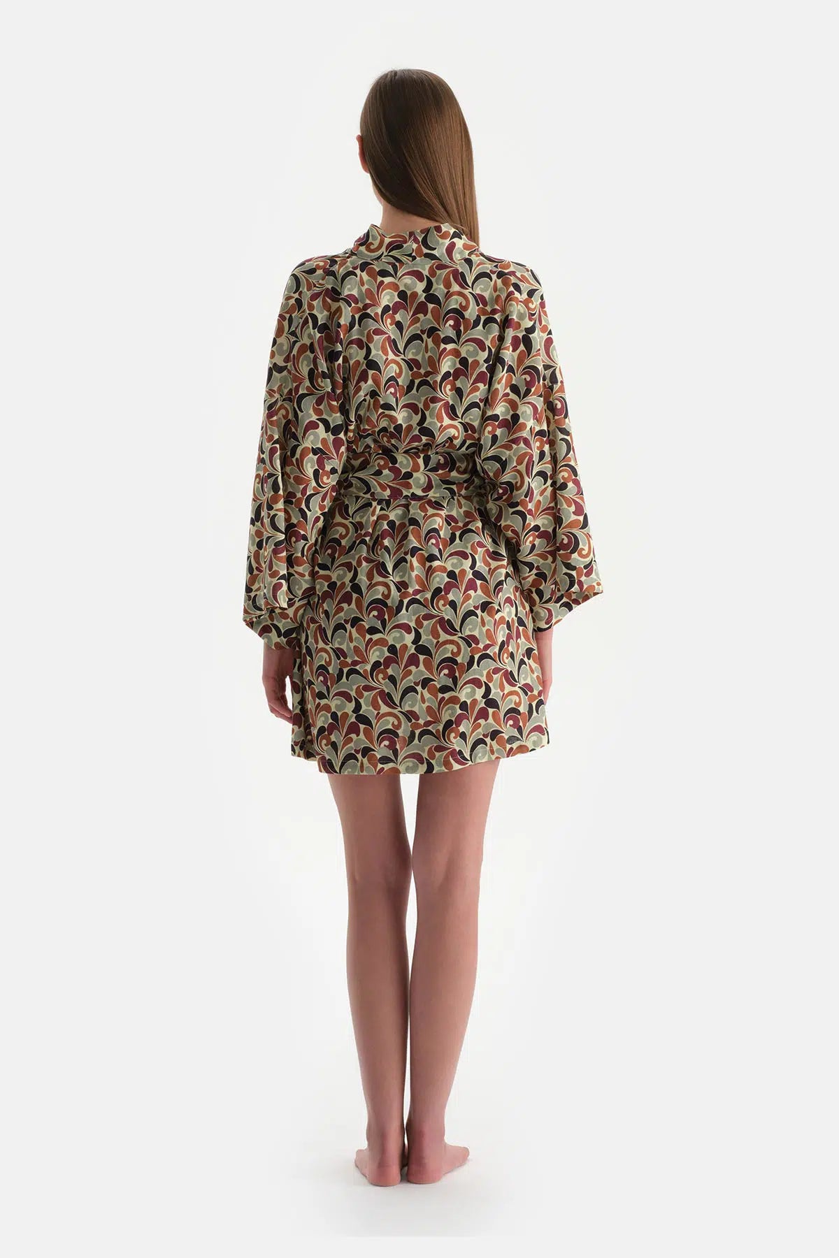 Kahverengi Kısa Kimono