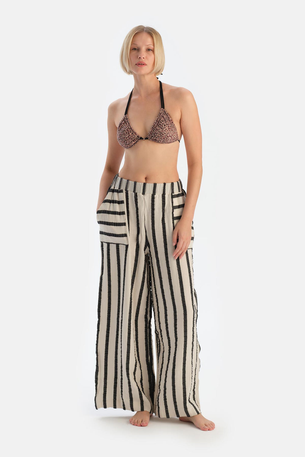 Ekru-Siyah Ryder Act - Anatolia Koleksiyonu - Dokuma Pantolon