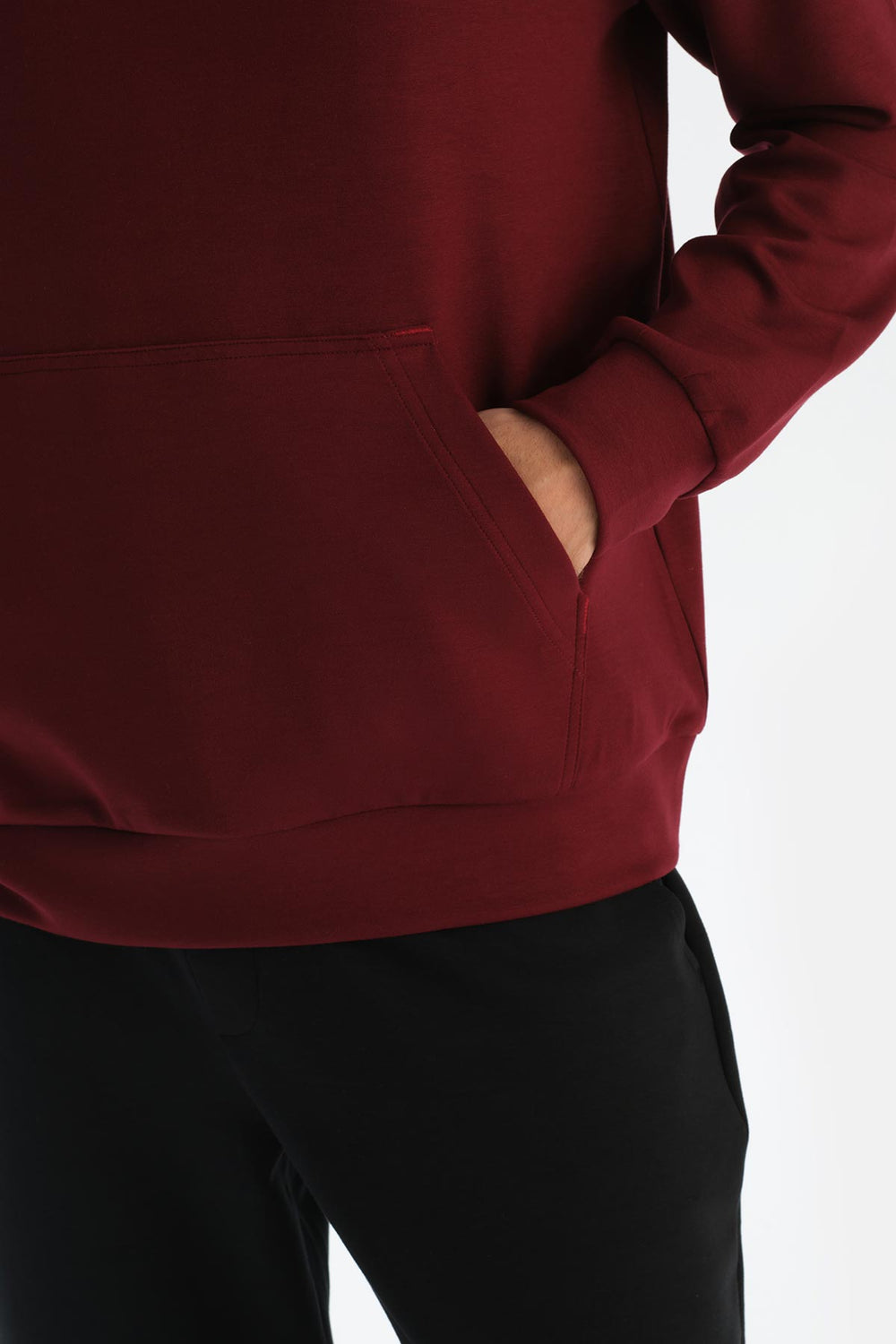 Bordo Erkek Modal Kapişonlu Sweatshırt