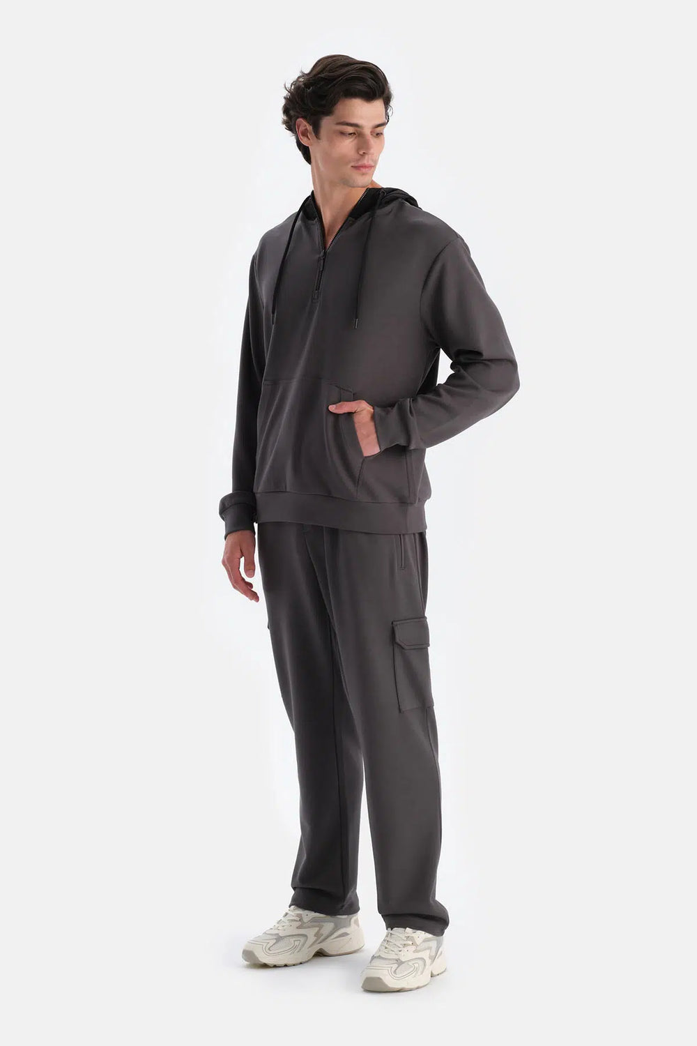 Antrasıt Erkek Kapişonlu Modal Sweatshırt