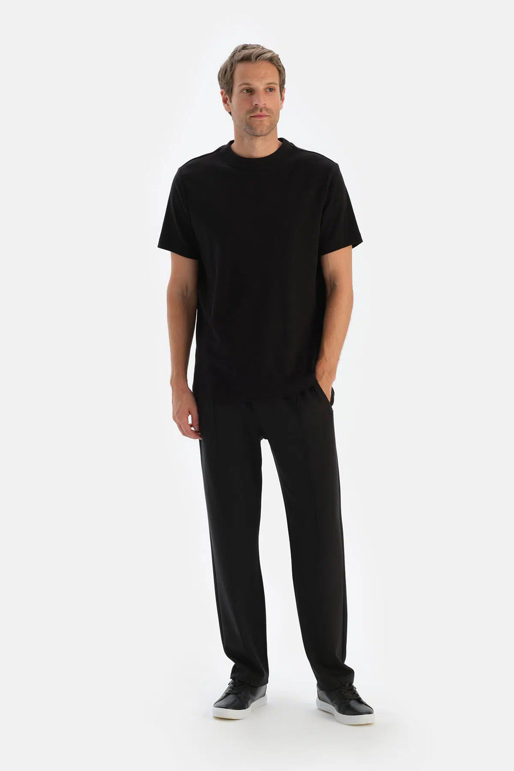 Siyah Erkek Modal Nervür Detaylı Eşofman Altı