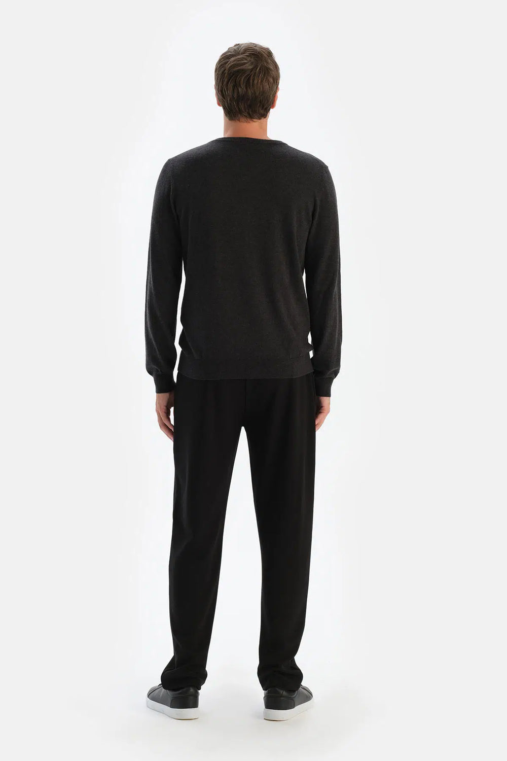 Antrasıt Erkek Düz Paça Fermuarlı Eşofman Altı