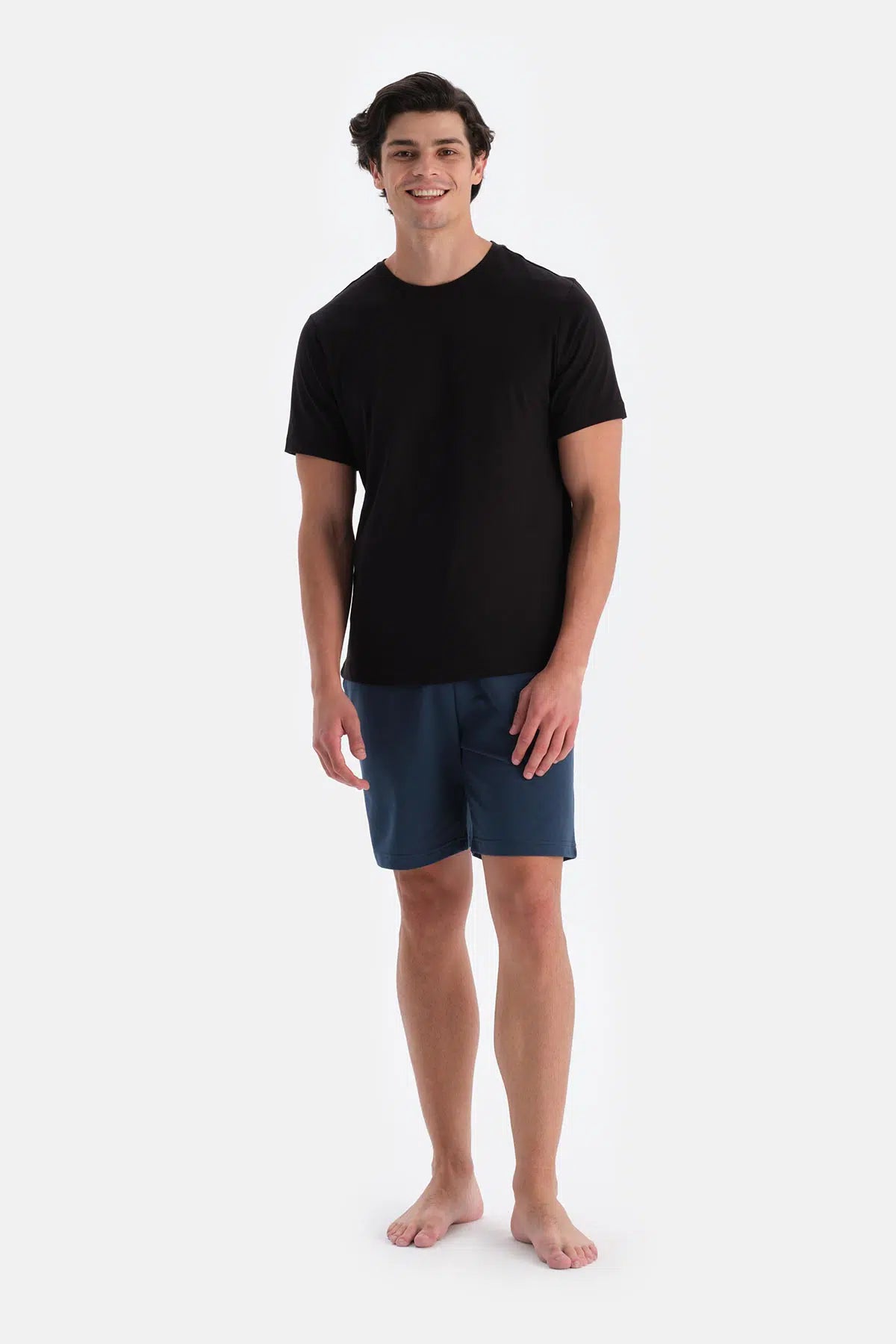 Lacivert Iki Iplik Cepli Şort Pijama Altı